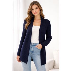 St. John Collection Viscose Silk Blend Knit Textured Open Front Cardigan Size S